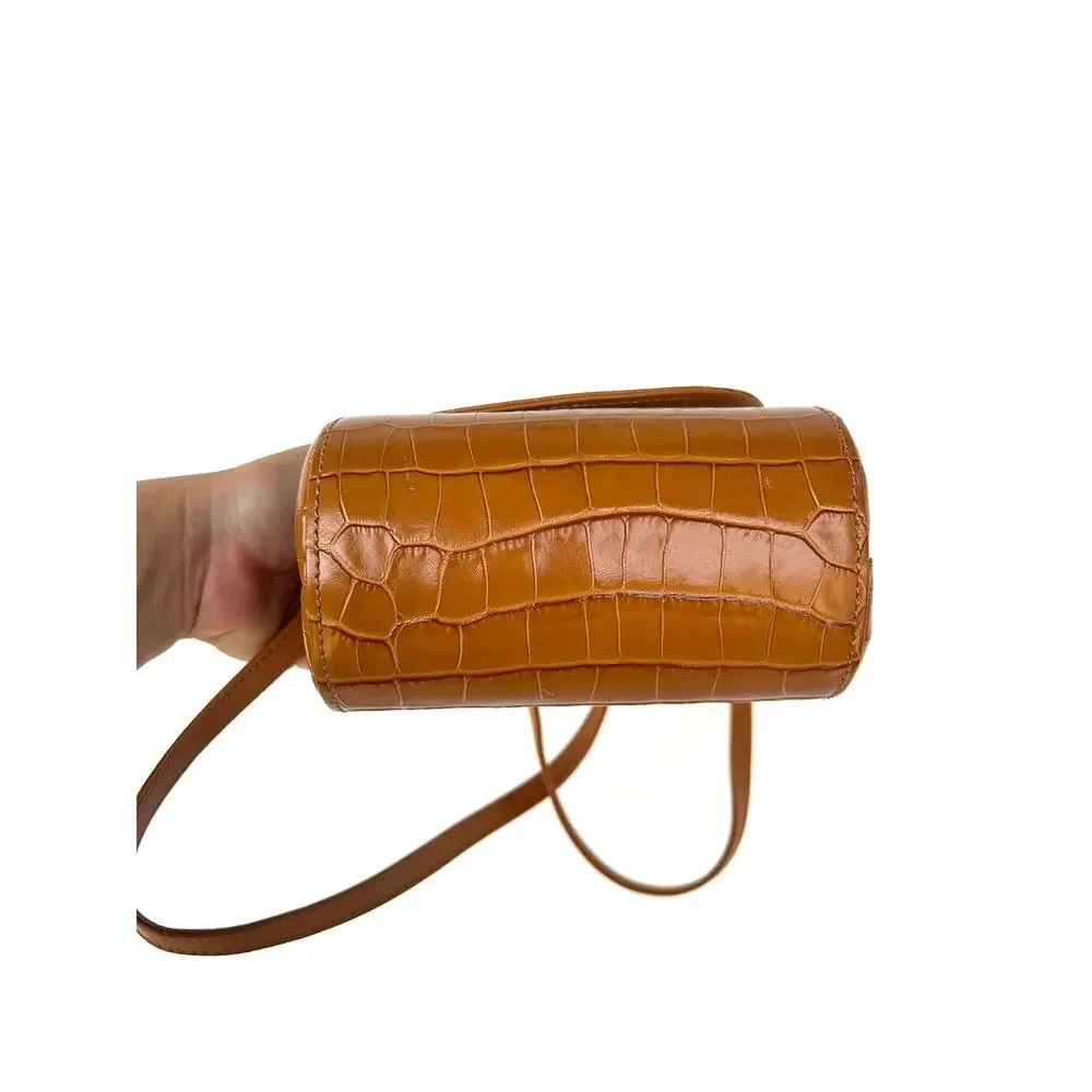 Amelie Pichard Mini Crossbody Baby Abag Snakeskin Effect Purse Crocodile Tan